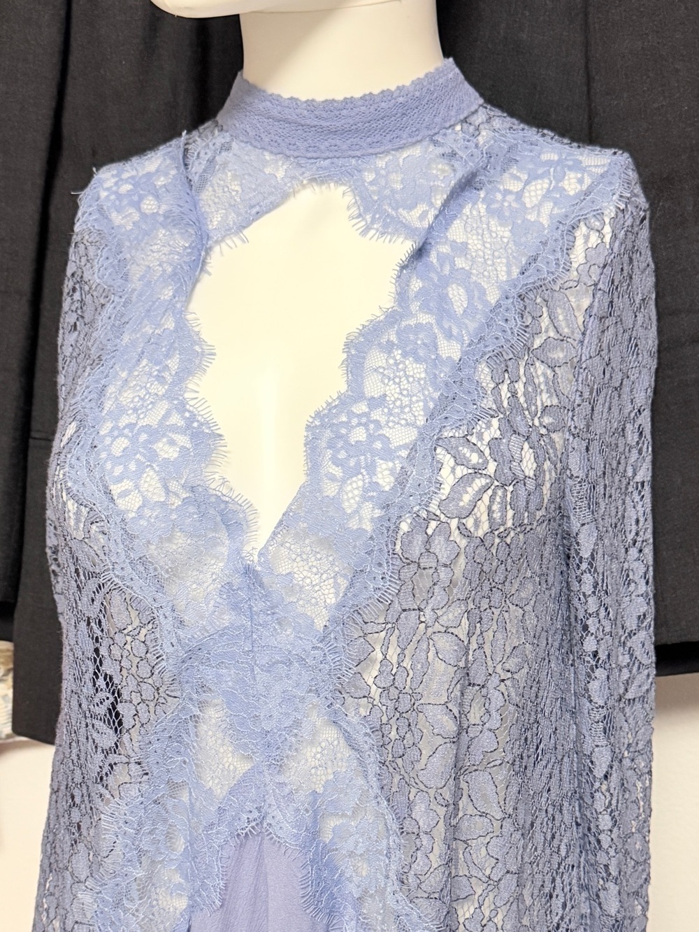 Free People Lavender Lace Cutout Long Sleeve Mini Dress - Picture 5 of 5